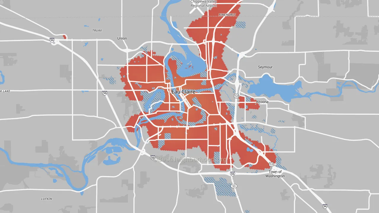 Transit Grade map of Eau Claire, WI