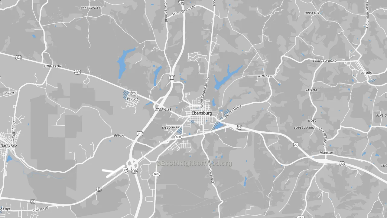 Transit Grade map of Ebensburg, PA