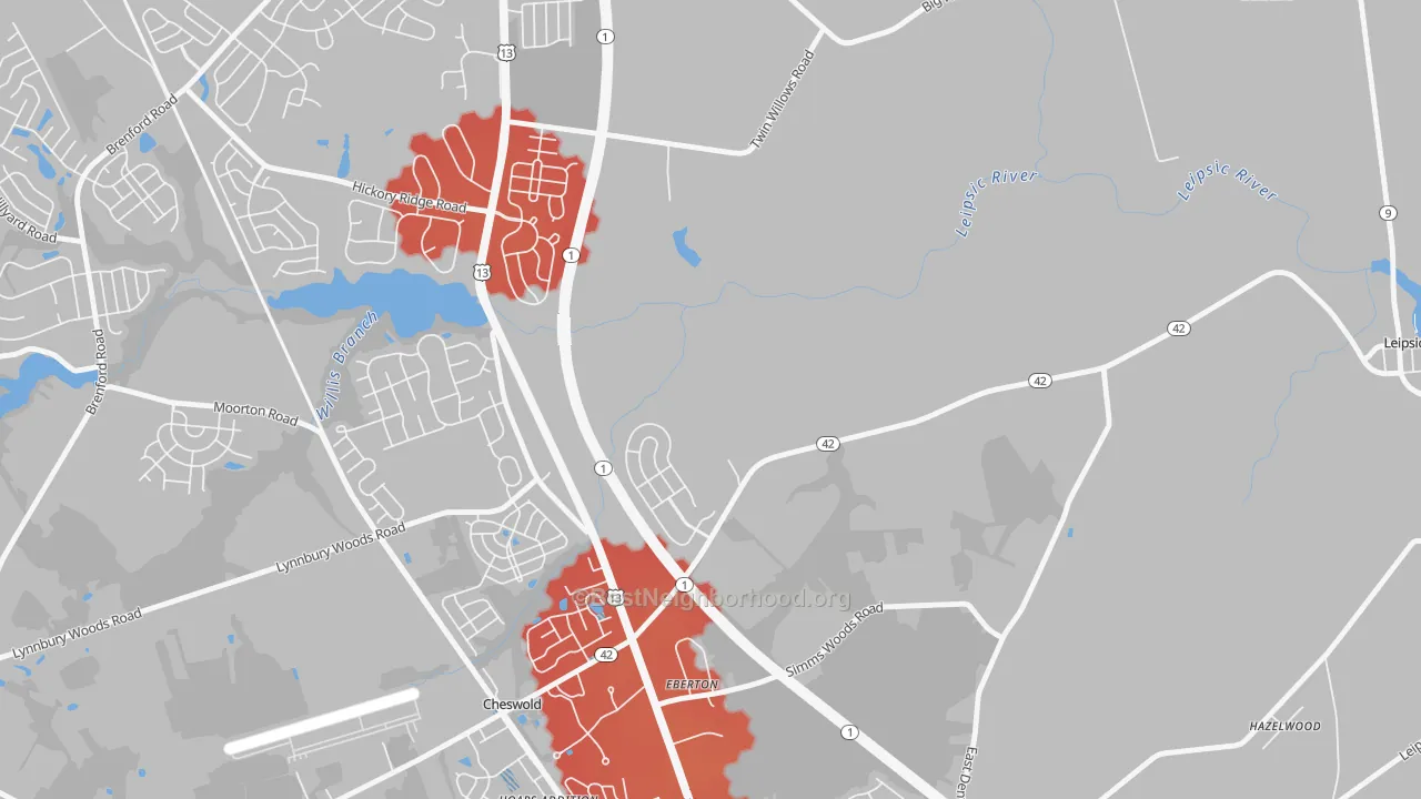 Transit Grade map of Eberton, DE