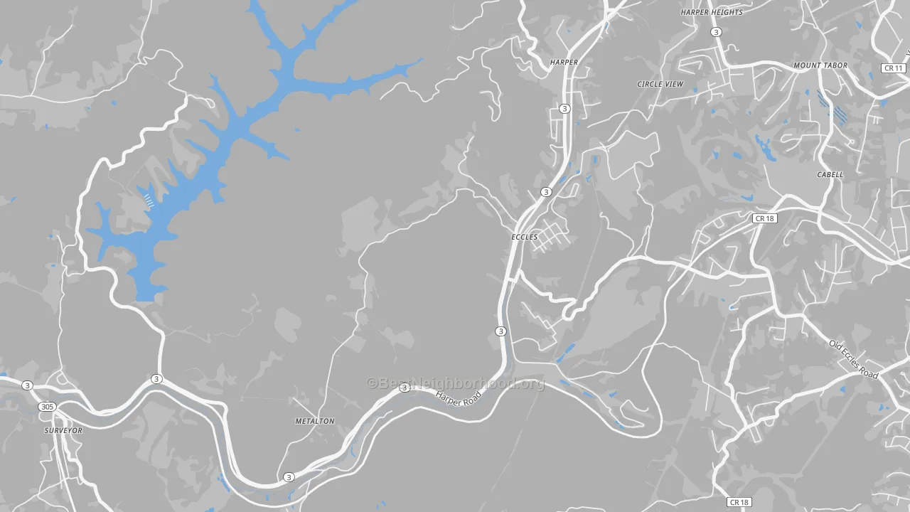Transit Grade map of Eccles, WV