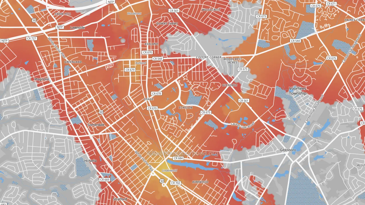 Transit Grade map of Echelon, NJ