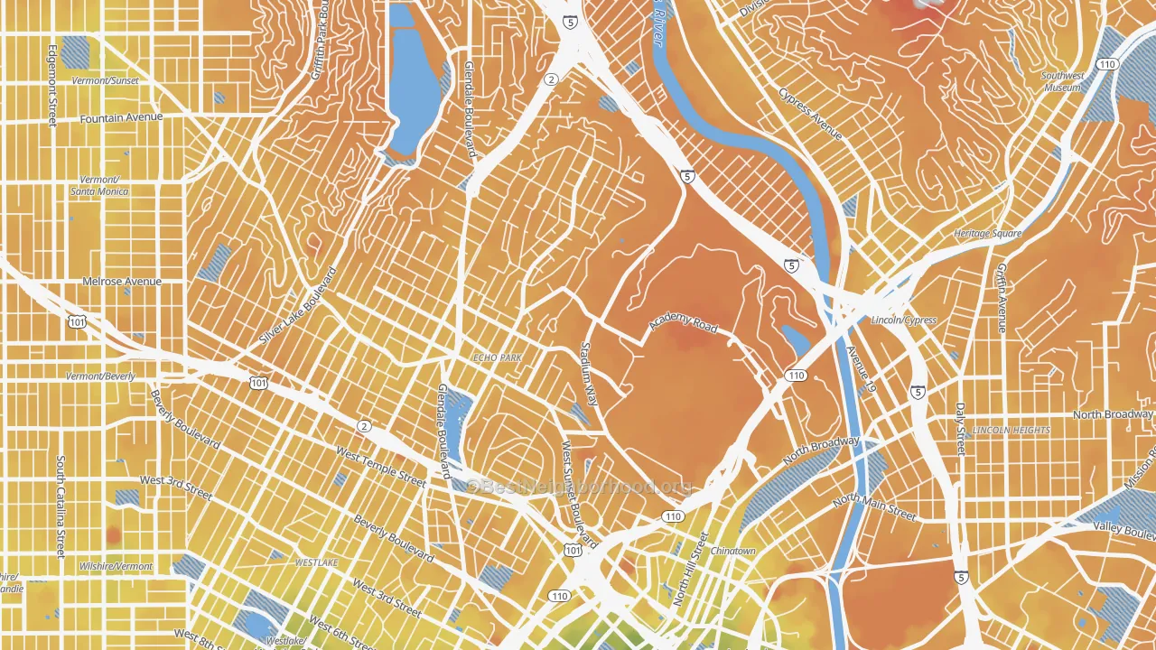 Transit Grade map of Echo Park, Los Angeles, CA
