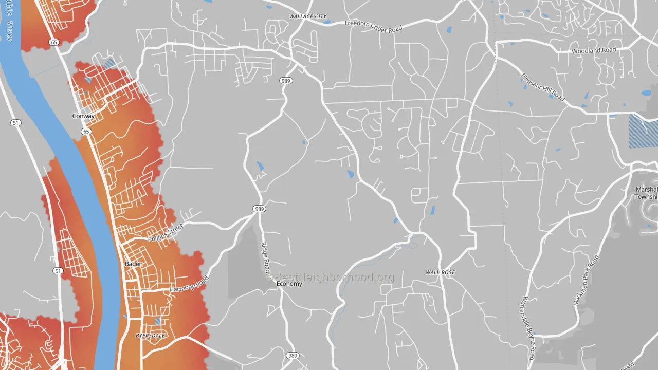 Transit Grade map of Economy, PA