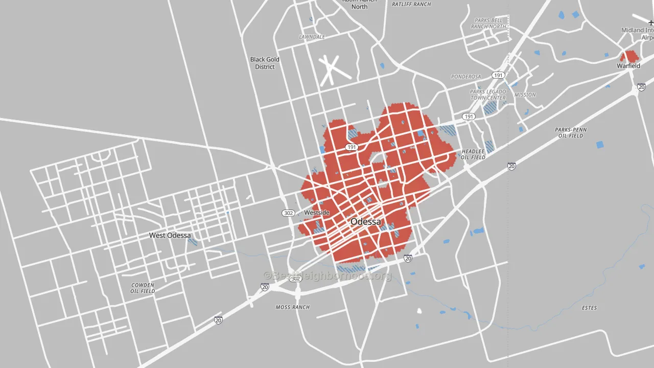 Transit Grade map of Ector County, TX