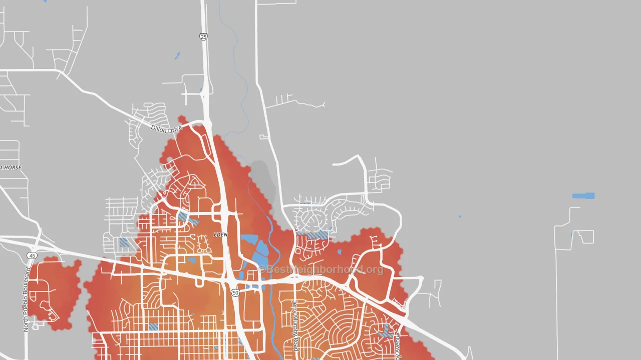 Transit Grade map of Eden, CO