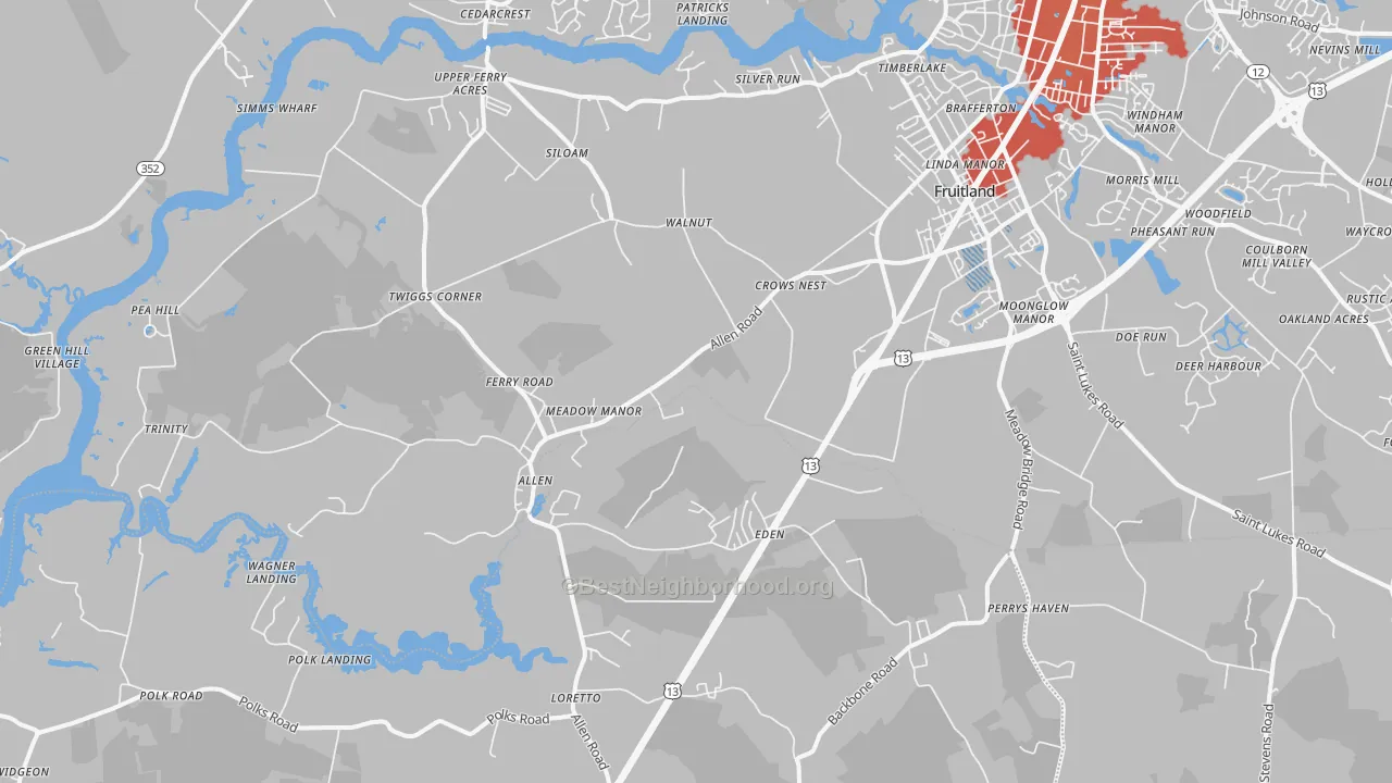 Transit Grade map of Eden, MD