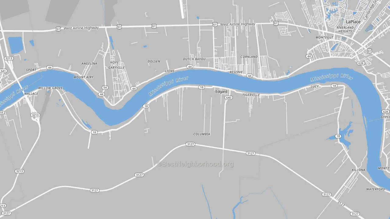 Transit Grade map of Edgard, LA