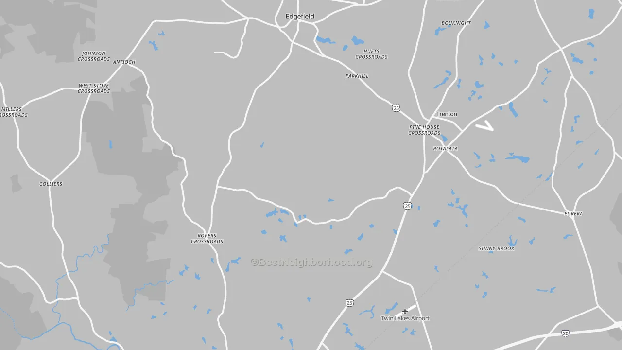 Transit Grade map of Edgefield County, SC