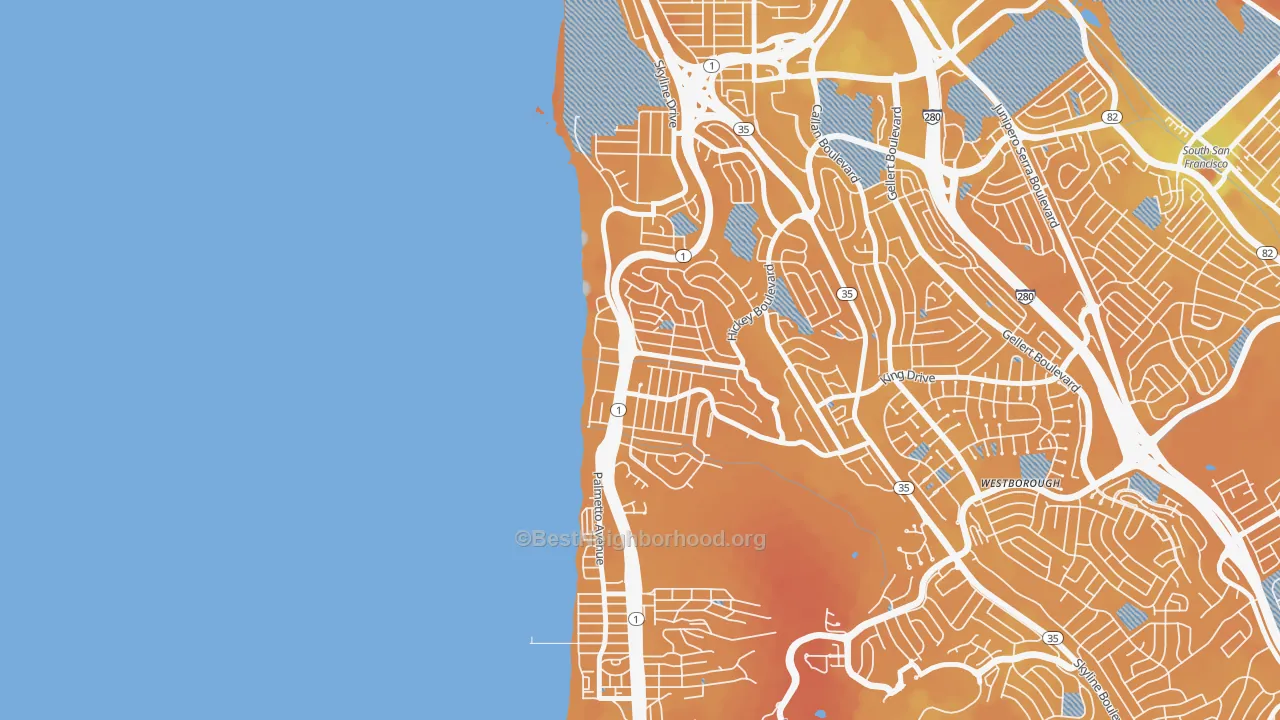 Transit Grade map of Edgemar-Pacific Manor, Pacifica, CA