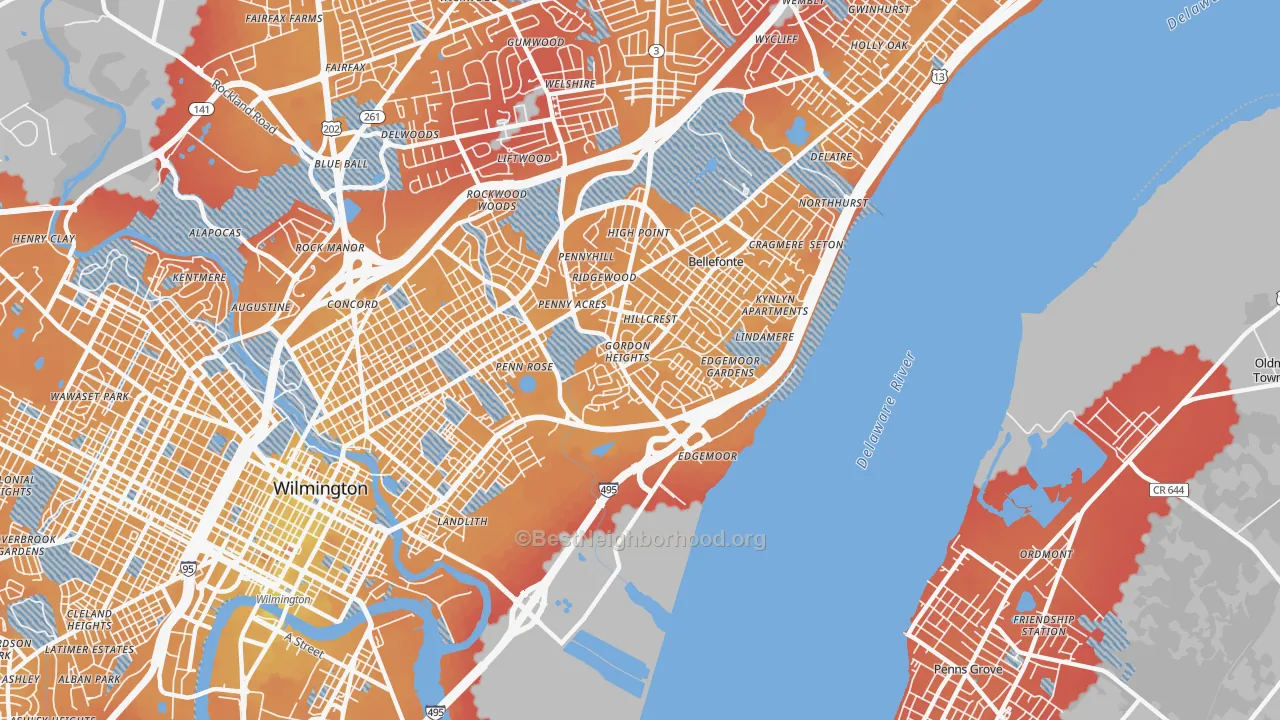 Transit Grade map of Edgemoor, DE