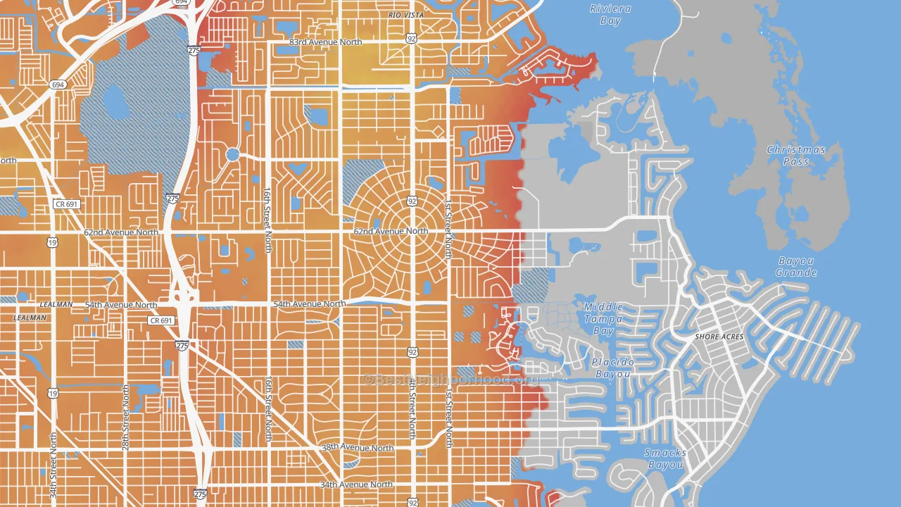 Transit Grade map of Edgemoor, St. Petersburg, FL