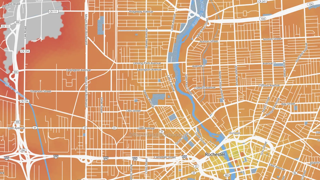 Transit Grade map of Edgerton, Rochester, NY