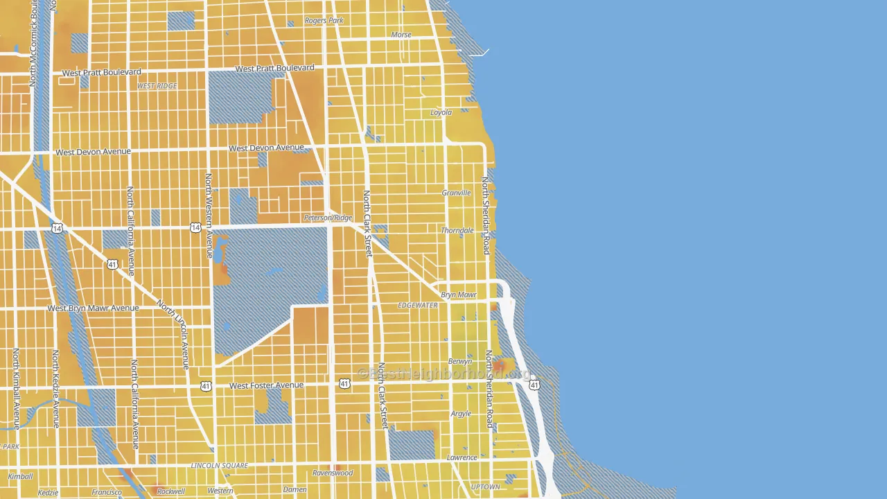 Transit Grade map of Edgewater, Chicago, IL