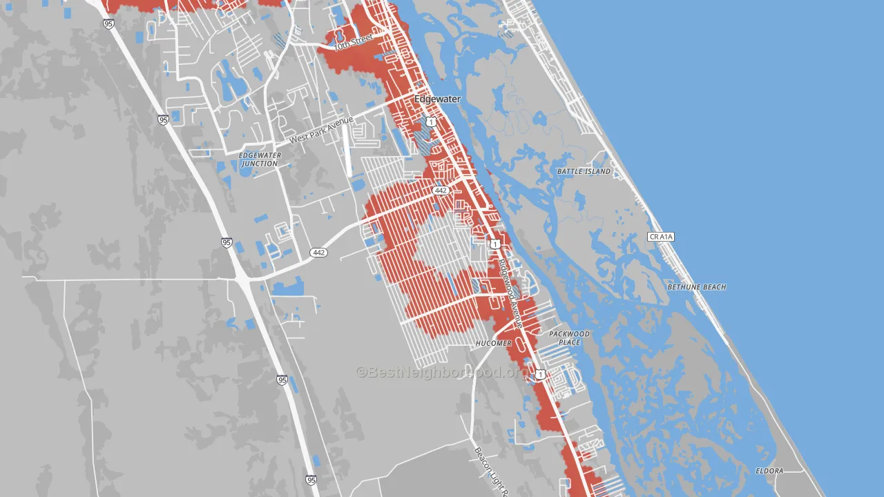 Transit Grade map of Edgewater, FL