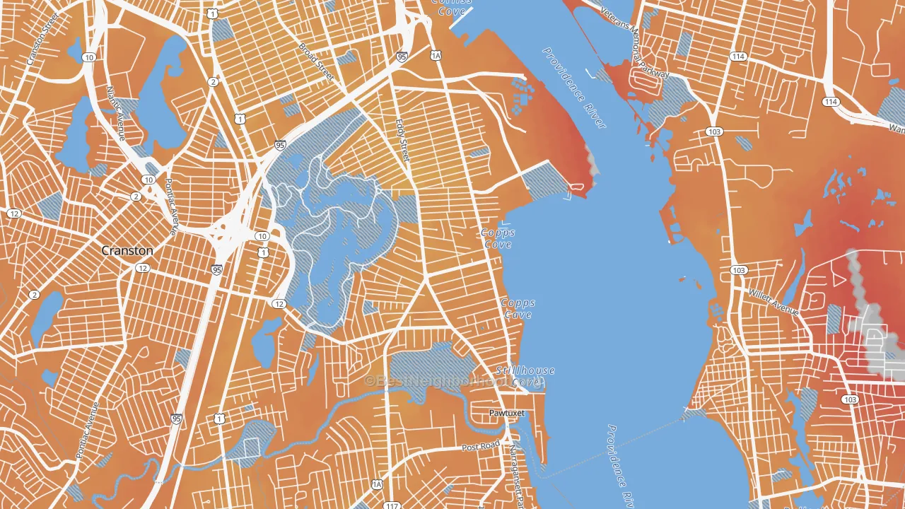 Transit Grade map of Edgewood, Cranston, RI