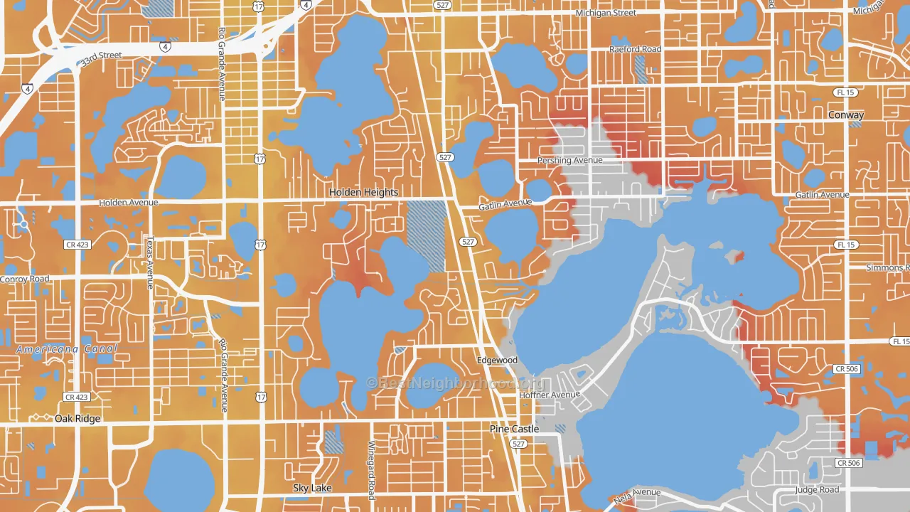 Transit Grade map of Edgewood, FL