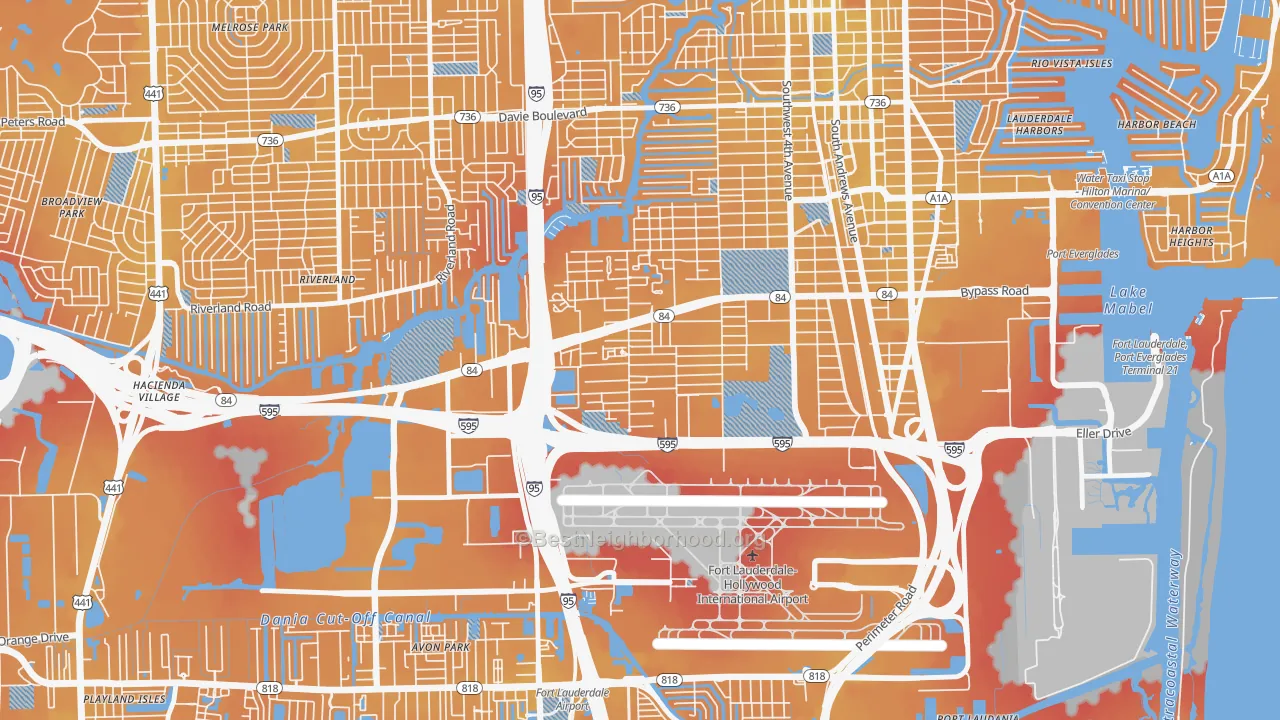 Transit Grade map of Edgewood, Fort Lauderdale, FL