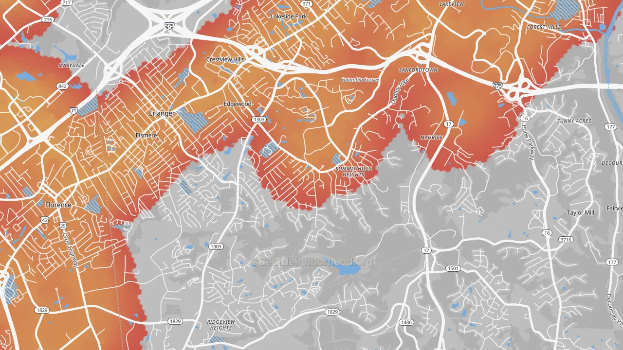 Transit Grade map of Edgewood, KY