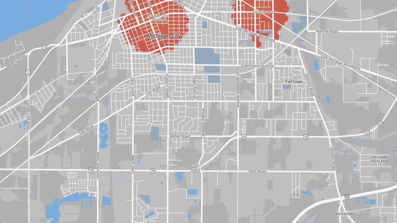 Transit Grade map of Edgewood, Michigan City, IN