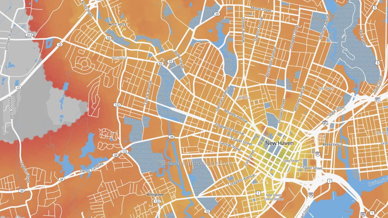 Transit Grade map of Edgewood, New Haven, CT