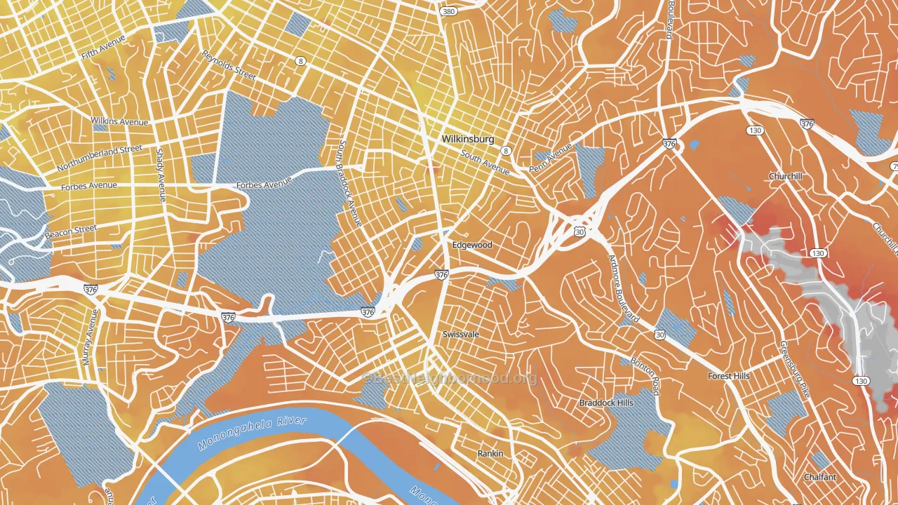 Transit Grade map of Edgewood, PA
