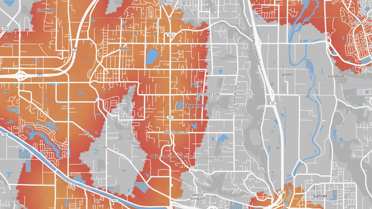 Transit Grade map of Edgewood, WA