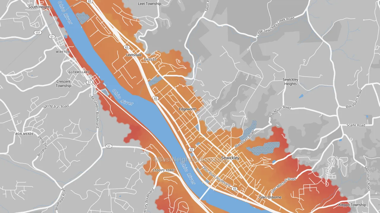 Transit Grade map of Edgeworth, PA