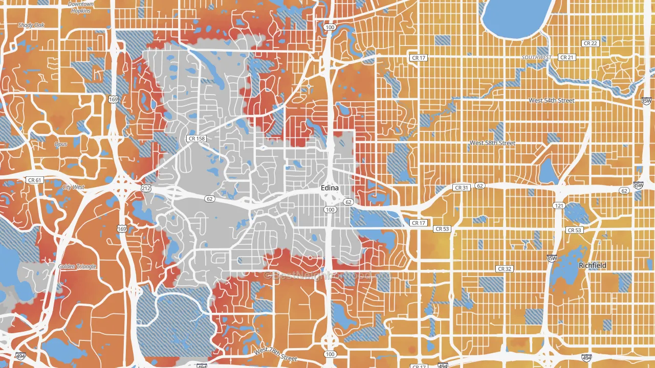 Transit Grade map of Edina, MN