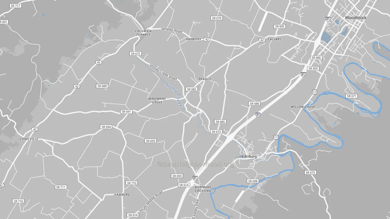 Transit Grade map of Edinburg, VA