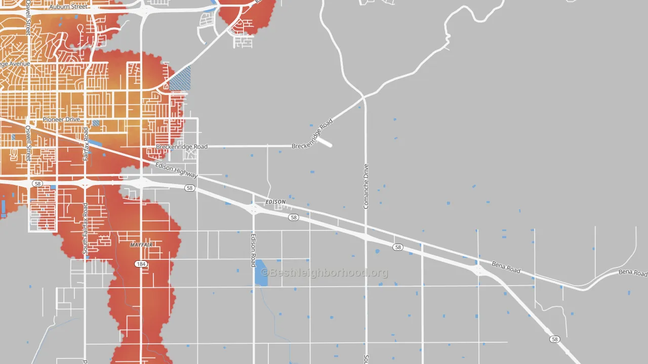 Transit Grade map of Edison, CA