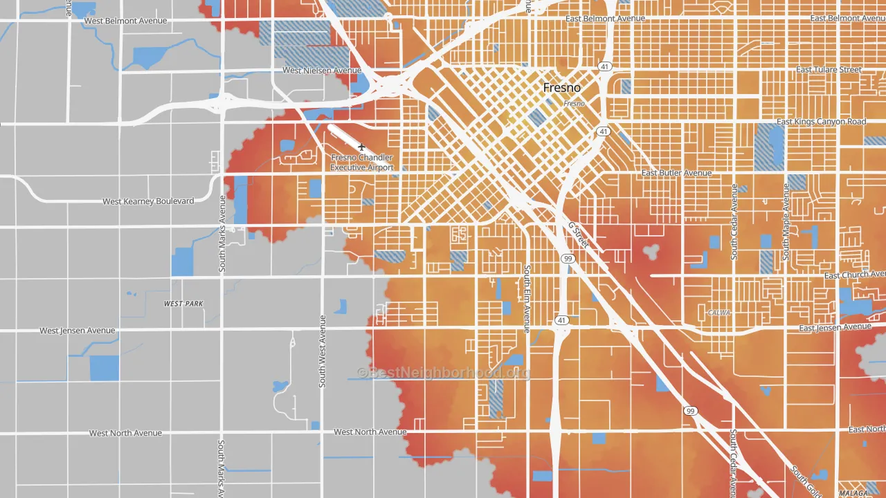 Transit Grade map of Edison, Fresno, CA