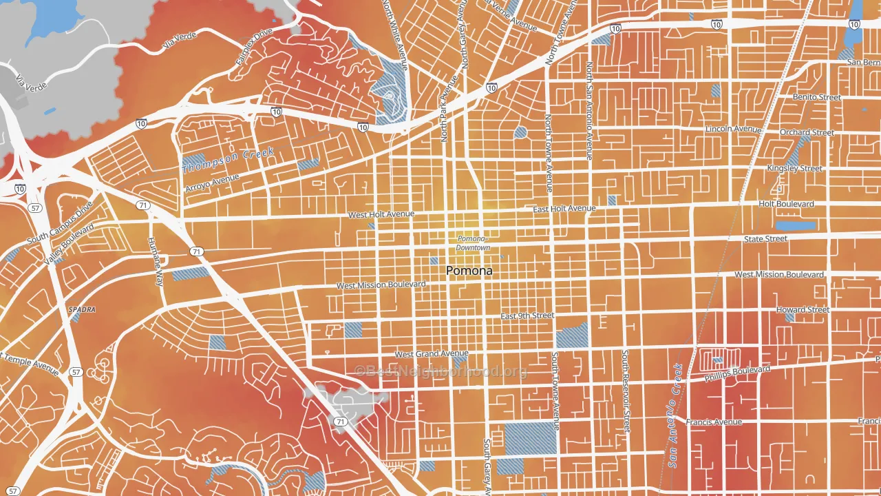 Transit Grade map of Edison Historic District, Pomona, CA