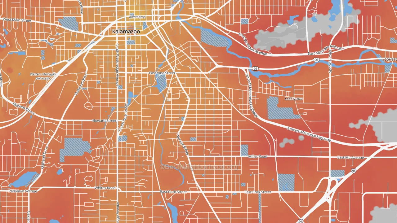 Transit Grade map of Edison, Kalamazoo, MI