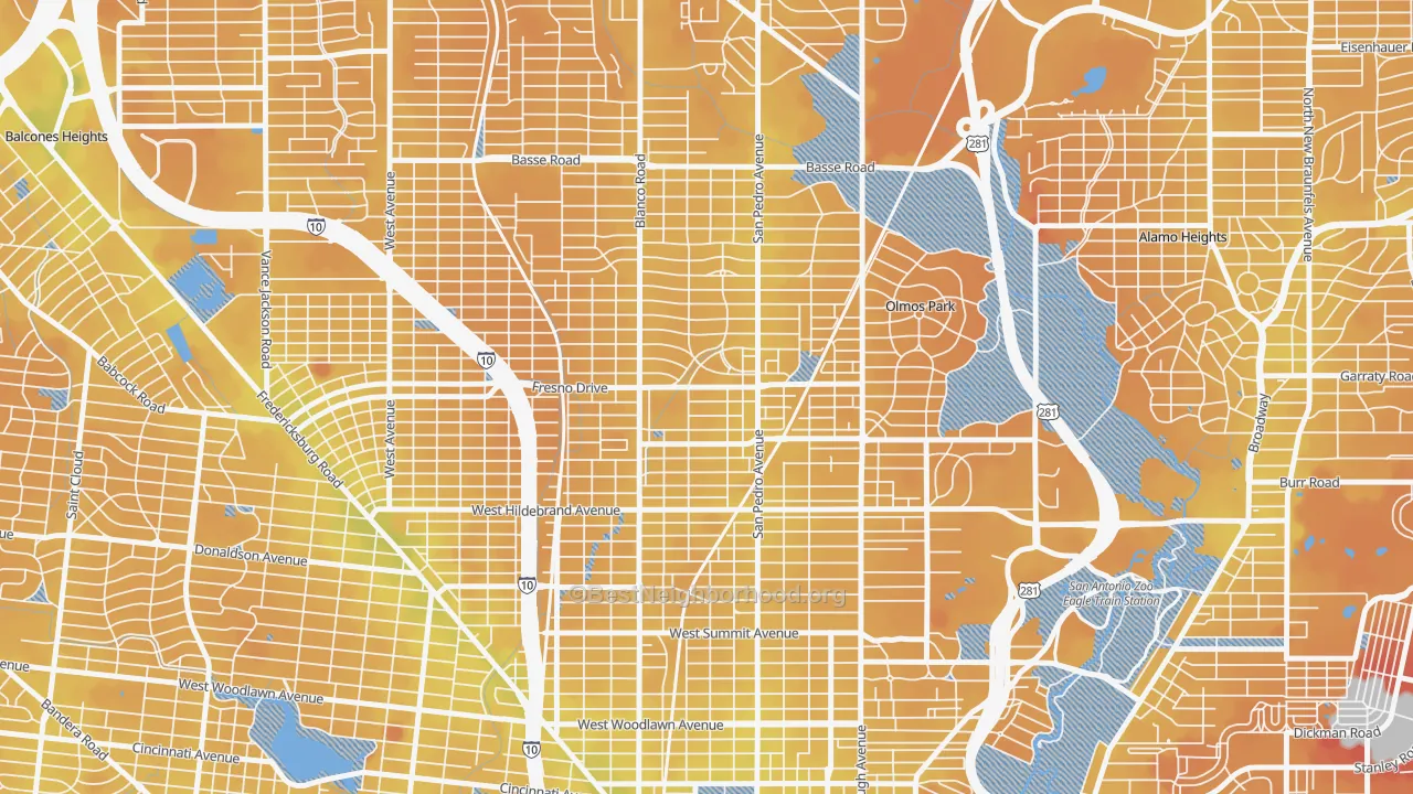 Transit Grade map of Edison, San Antonio, TX