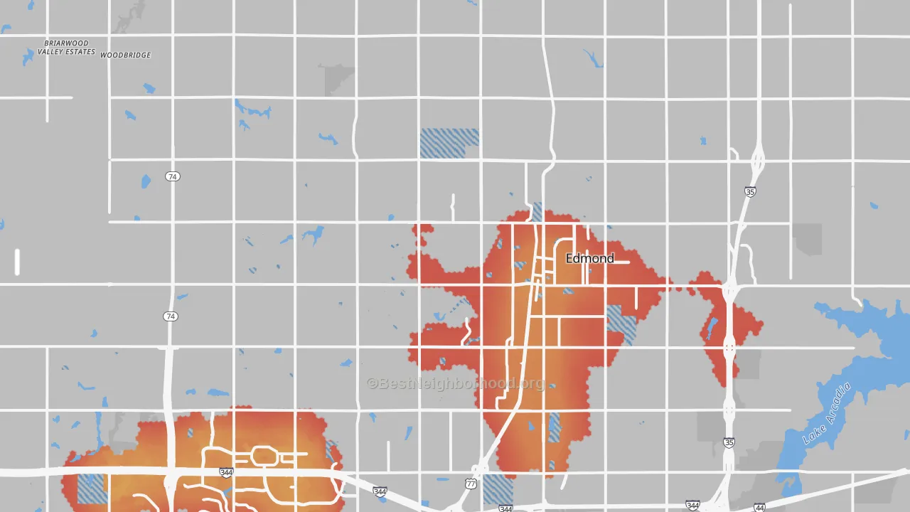 Transit Grade map of Edmond, OK