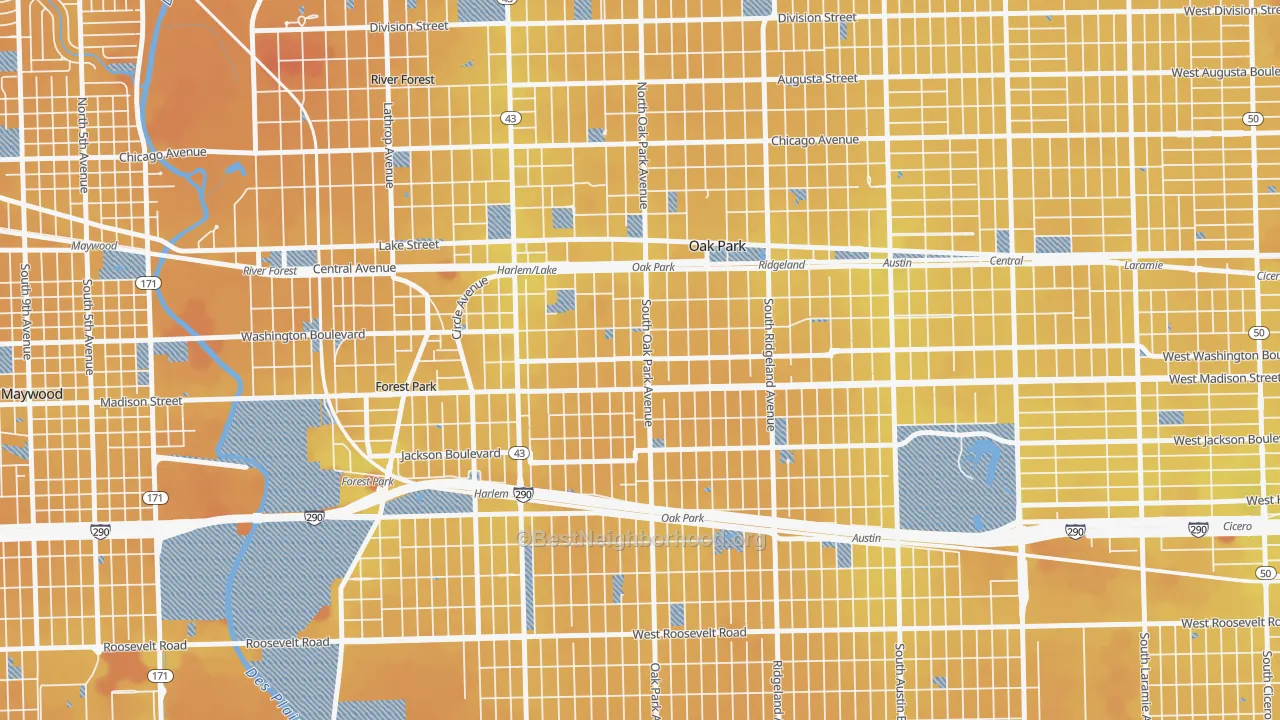 Transit Grade map of Edmund F Burton, Oak Park, IL