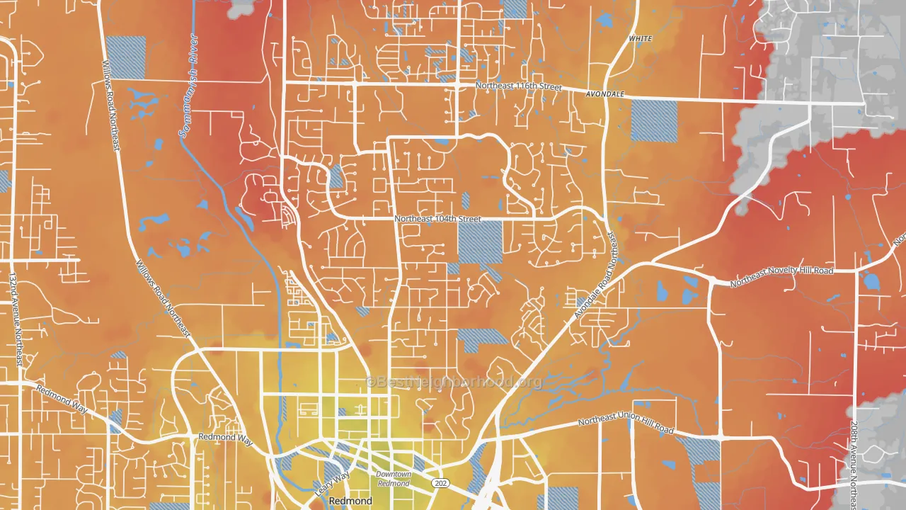 Transit Grade map of Education Hill, Redmond, WA