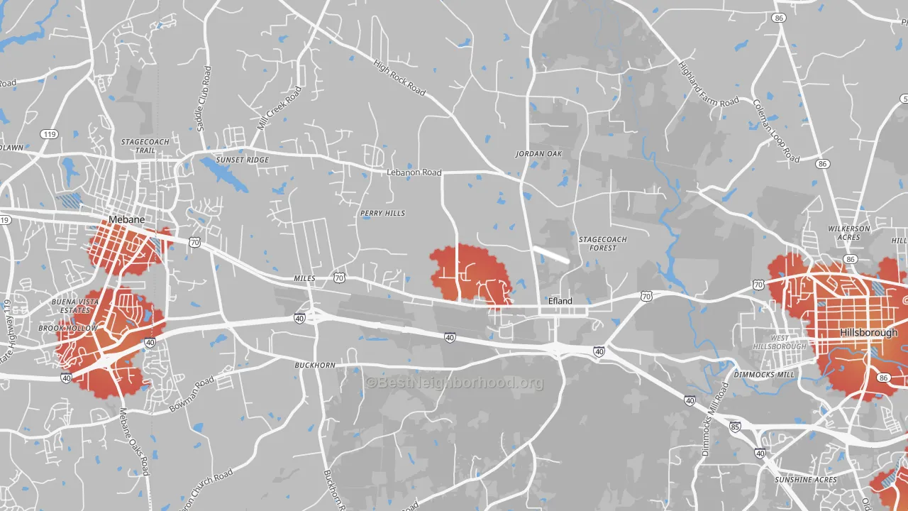 Transit Grade map of Efland, NC
