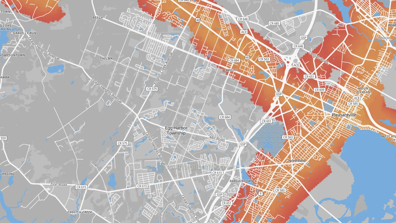 Transit Grade map of Egg Harbor Township, NJ