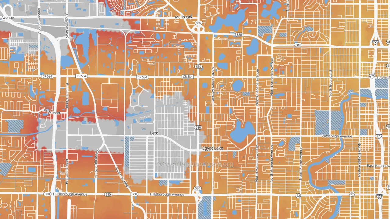 Transit Grade map of Egypt Lake-Leto, FL