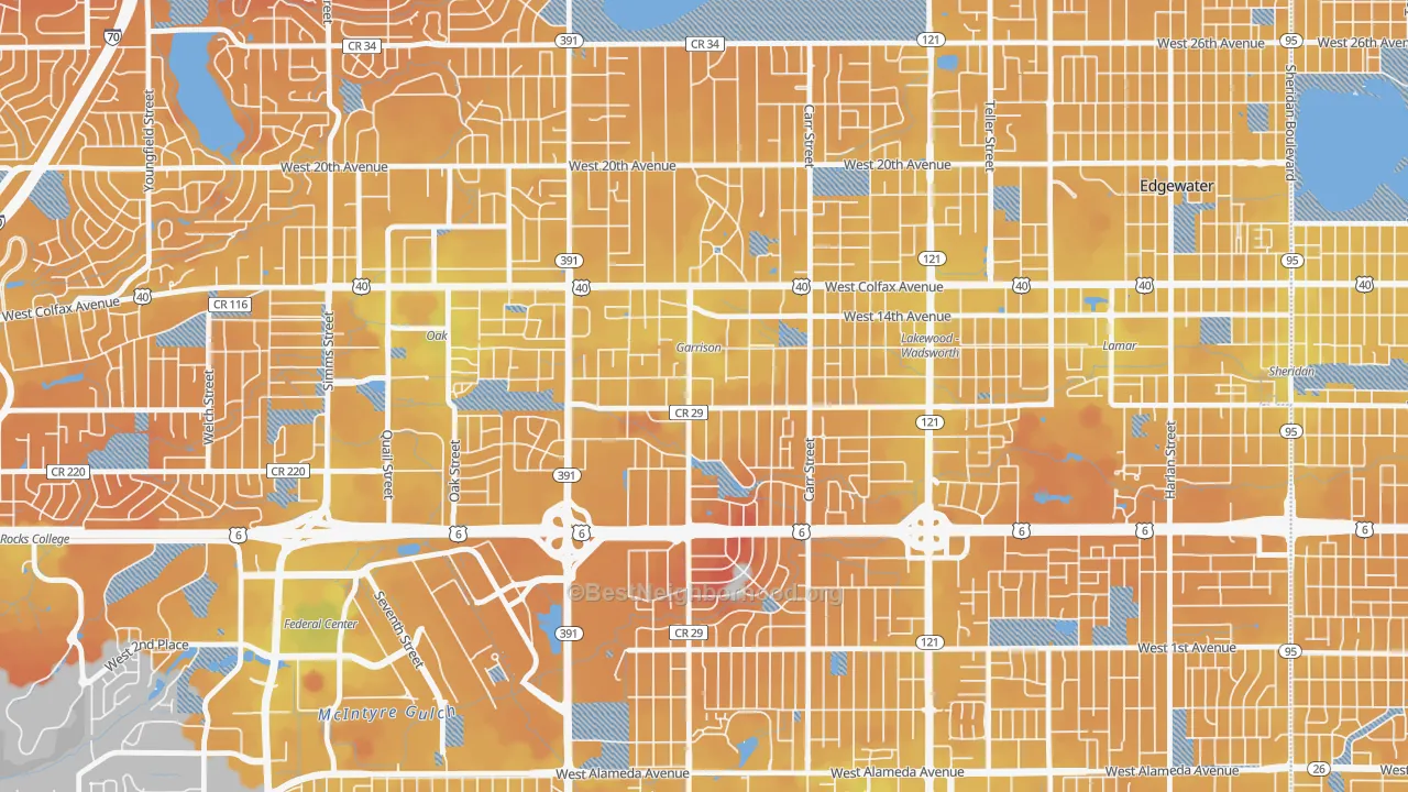 Transit Grade map of Eiber, Lakewood, CO
