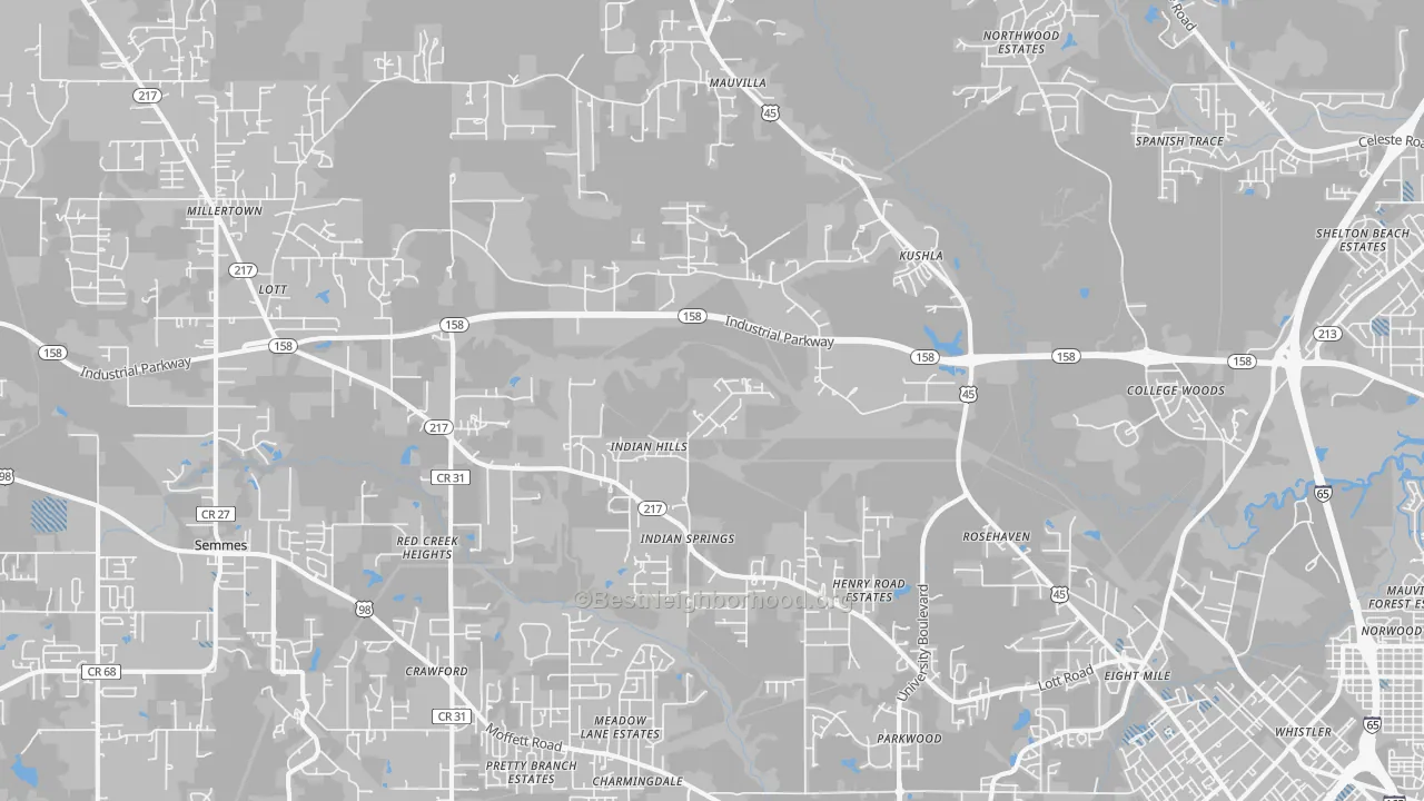 Transit Grade map of Eight Mile, AL