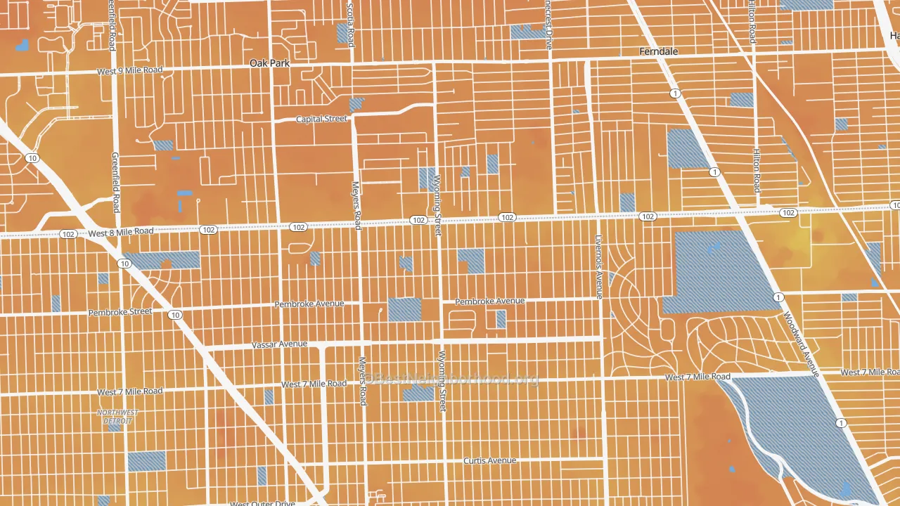 Transit Grade map of Eight Mile Wyoming, Detroit, MI