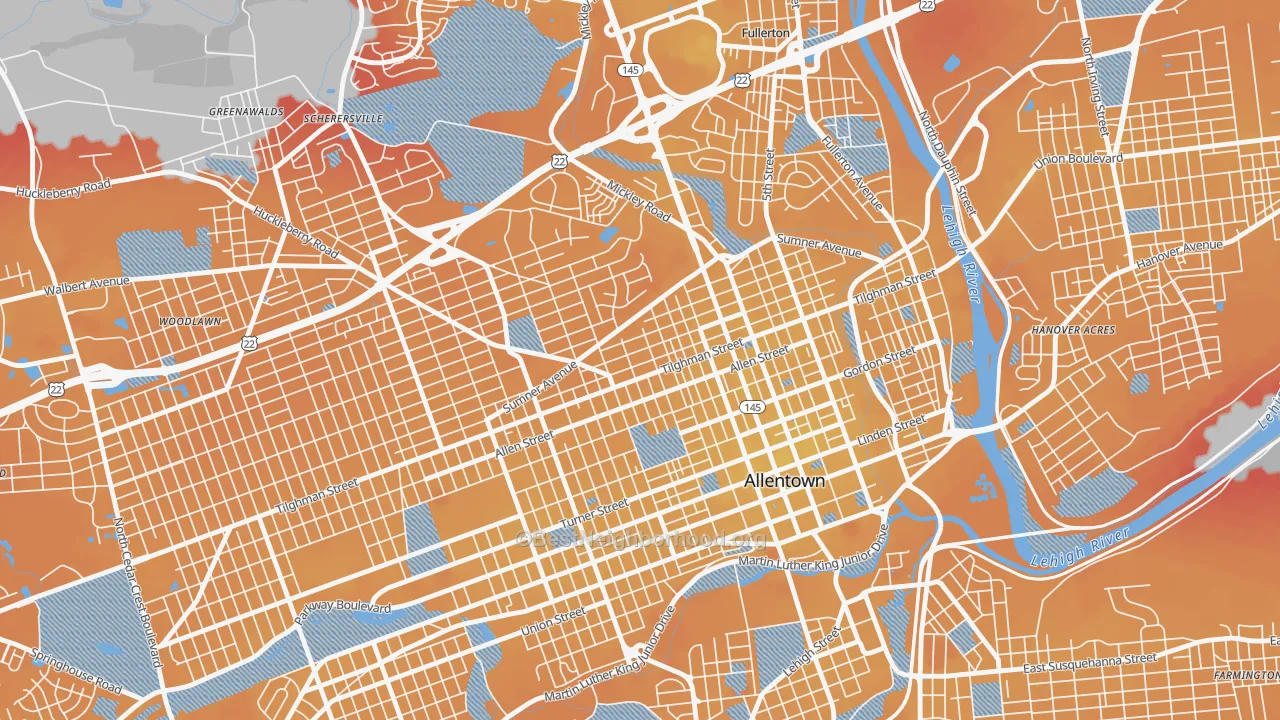 Transit Grade map of Eighth Ward, Allentown, PA