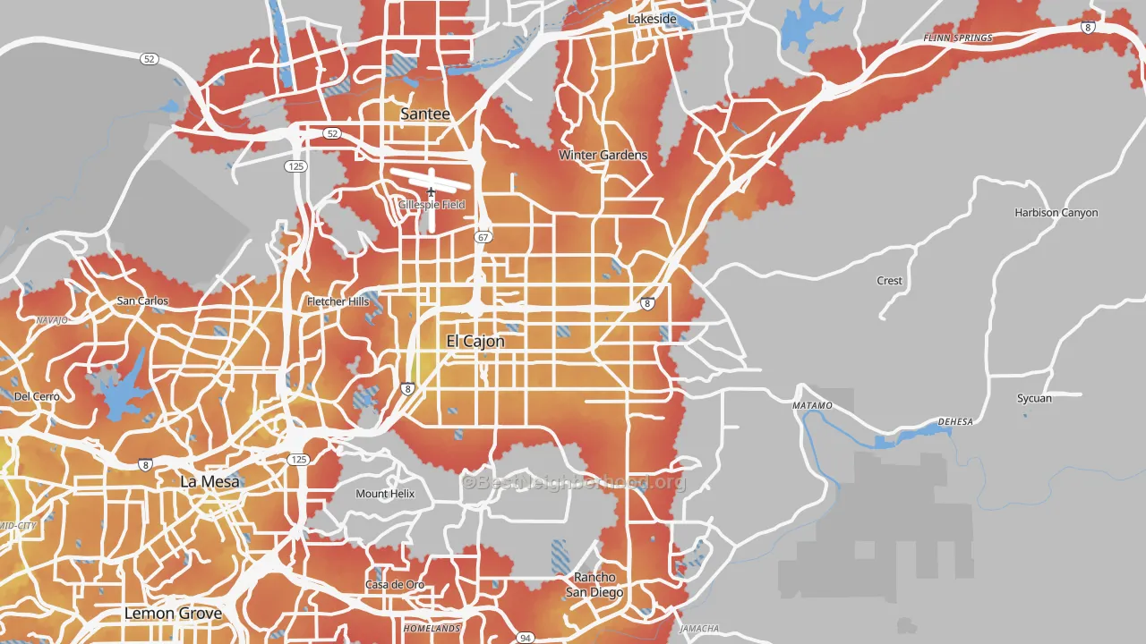 Transit Grade map of El Cajon, CA