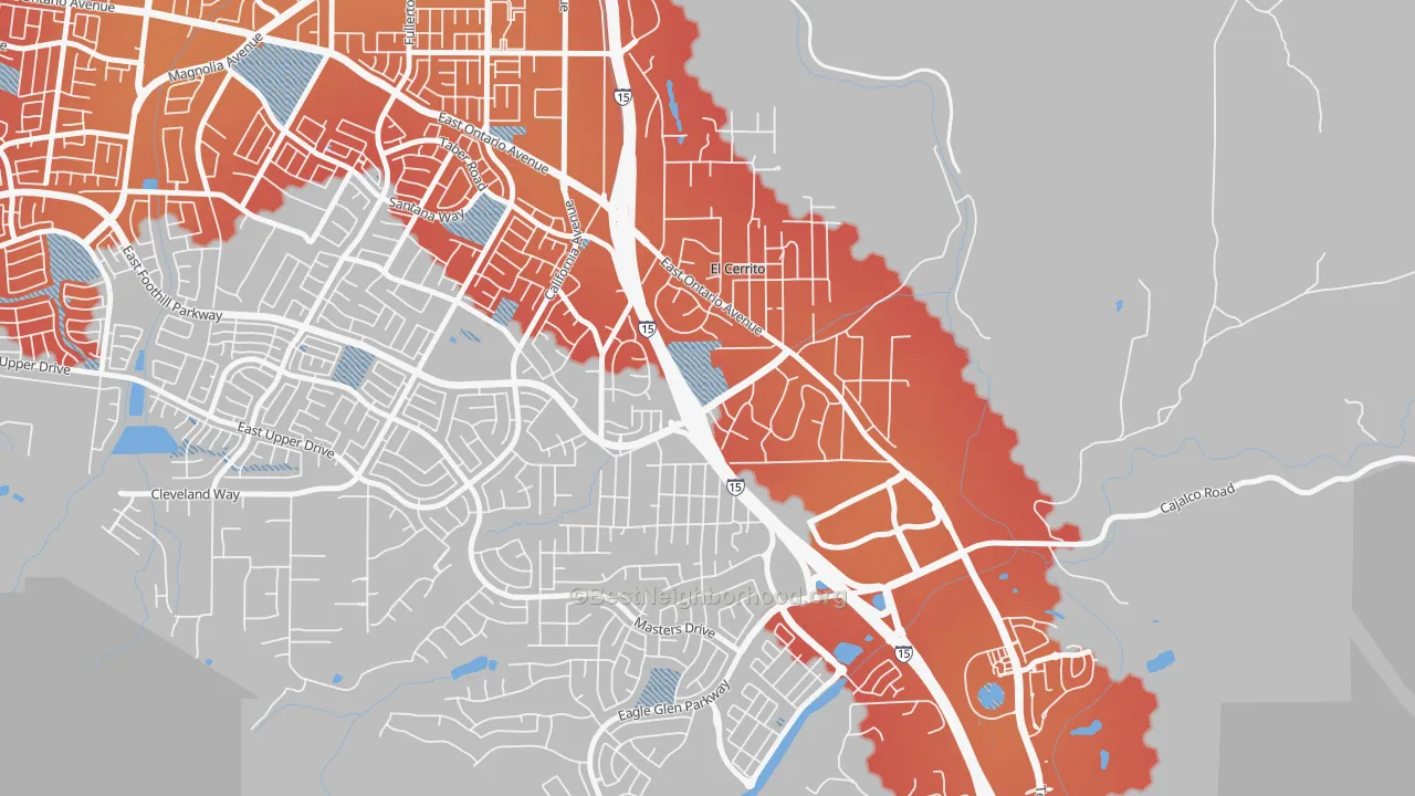 Transit Grade map of El Cerrito, Corona, CA