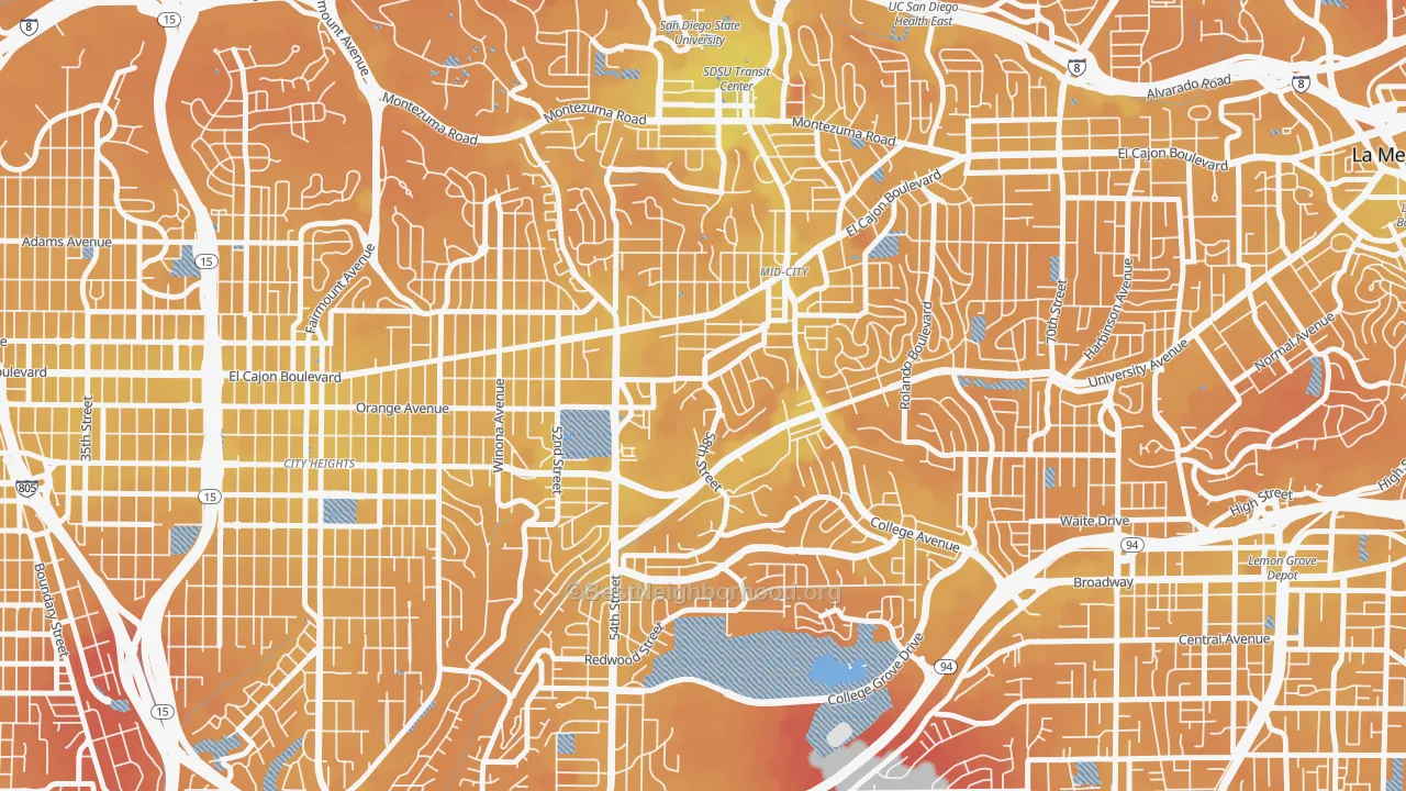 Transit Grade map of El Cerritos, San Diego, CA