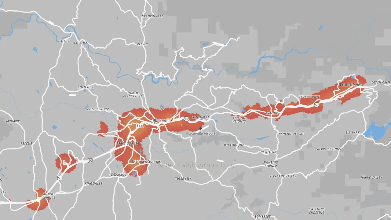 Transit Grade map of El Dorado County, CA