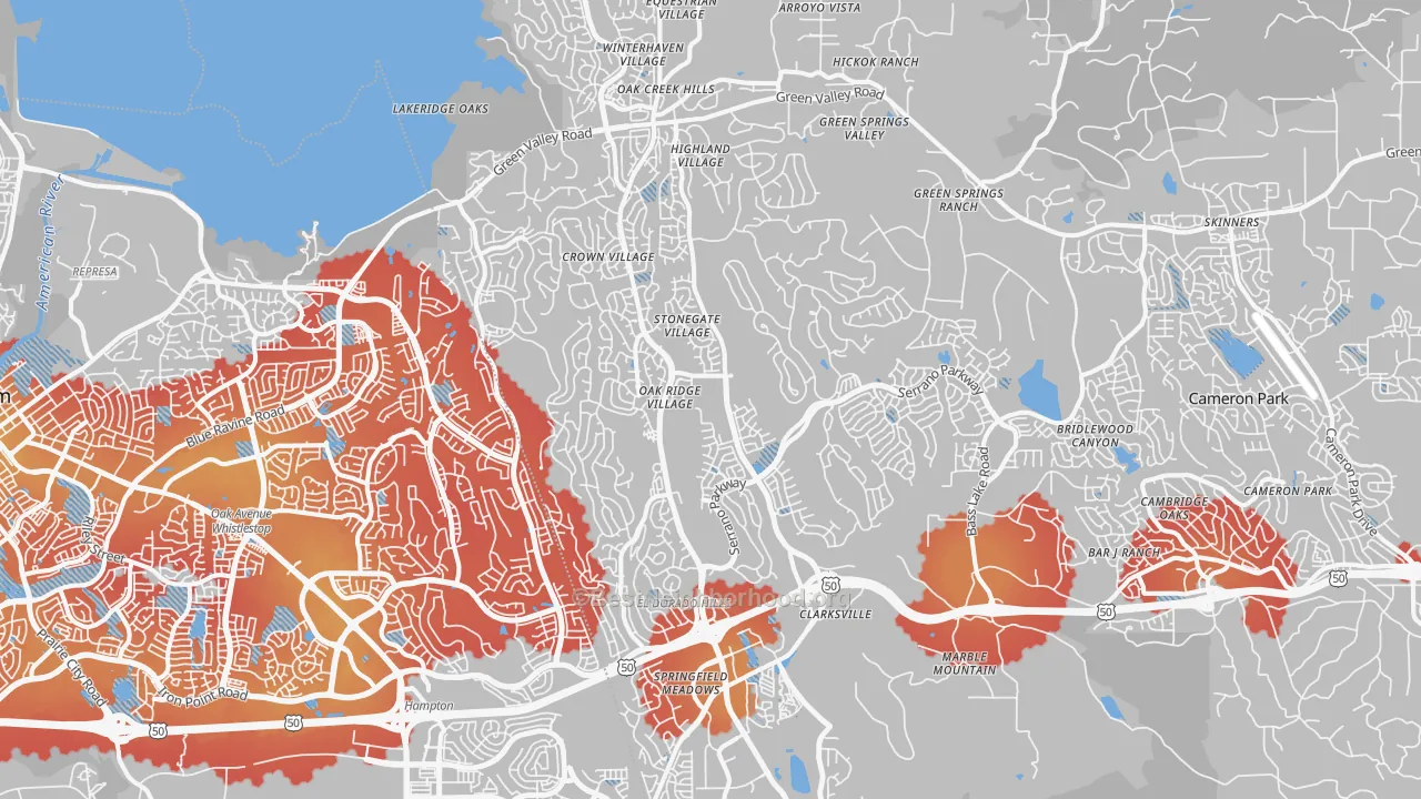 Transit Grade map of El Dorado Hills, CA