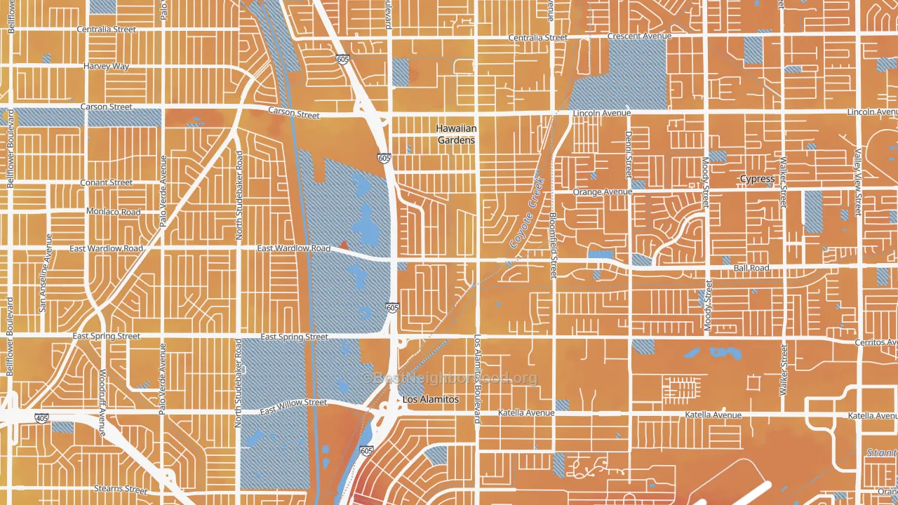 Transit Grade map of El Dorado Park, Long Beach, CA